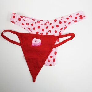Victoria's Secret PINK 2-Pack Cotton Heart Shaped Cake V-STRING Panty (S) NWT!
